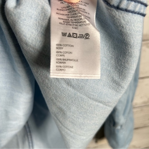 Free People Denim Dreaming Round Neck Pullover Oversized Shirt L NWT $148 - Picture 14 of 14